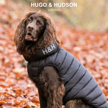 Hugo & Hudson Reversible Dog Puffer Jacket - Black and Grey