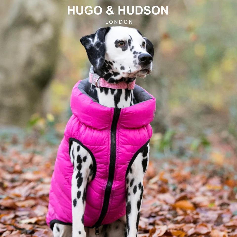 Hugo & Hudson Reversible Dog Puffer Jacket - Pink and Grey