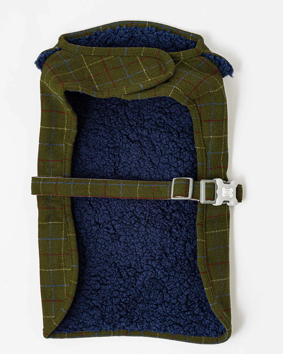 Hugo & Hudson Checked Tweed Fleece Dog Jacket